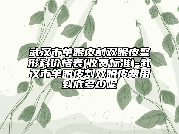 武汉市单眼皮割双眼皮整形科价格表(收费标准)-武汉市单眼皮割双眼皮费用到底多少呢