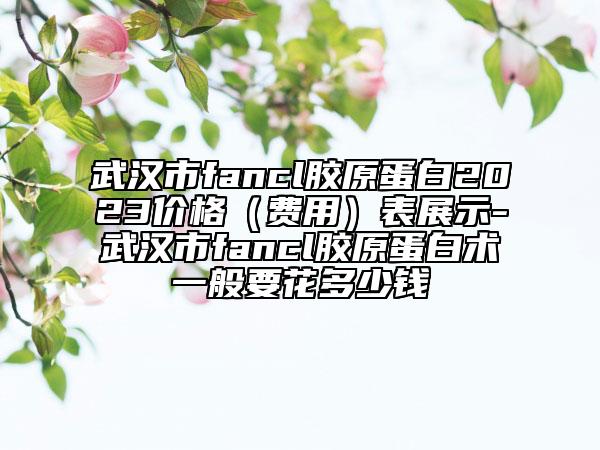 武汉市fancl胶原蛋白2023价格（费用）表展示-武汉市fancl胶原蛋白术一般要花多少钱