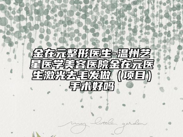 金在元整形医生-温州艺星医学美容医院金在元医生激光去毛发做（项目）手术好吗