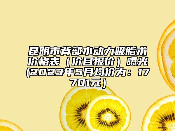 昆明市背部水动力吸脂术价格表（价目报价）曝光(2023年5月均价为：17701元）