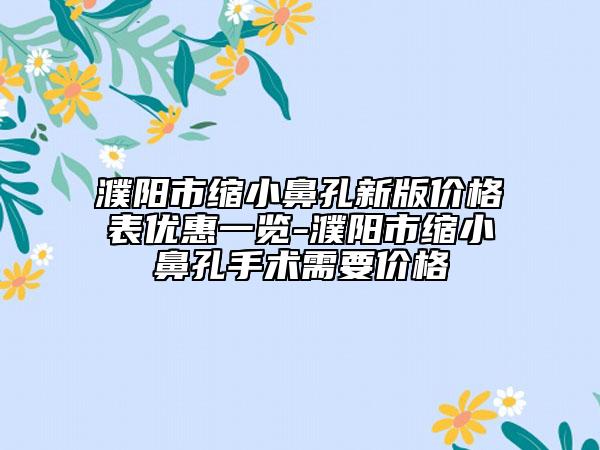 濮阳市缩小鼻孔新版价格表优惠一览-濮阳市缩小鼻孔手术需要价格