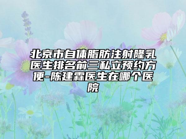北京市自体脂肪注射隆乳医生排名前三私立预约方便-陈建霖医生在哪个医院