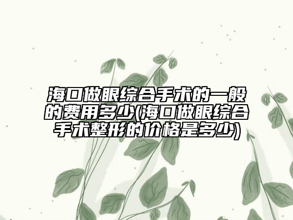 海口做眼综合手术的一般的费用多少(海口做眼综合手术整形的价格是多少)