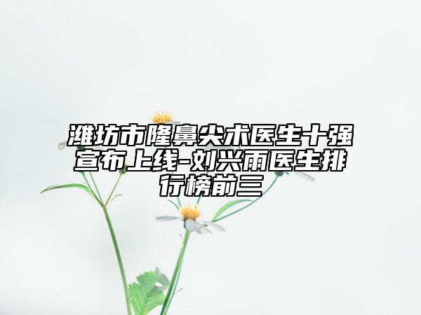 潍坊市隆鼻尖术医生十强宣布上线-刘兴雨医生排行榜前三