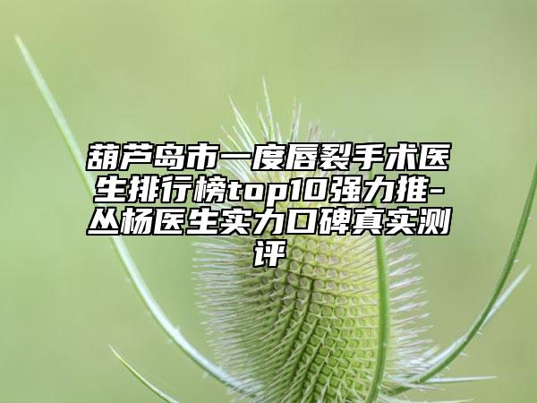 葫芦岛市一度唇裂手术医生排行榜top10强力推-丛杨医生实力口碑真实测评