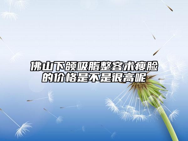 佛山下颌吸脂整容术瘦脸的价格是不是很高呢