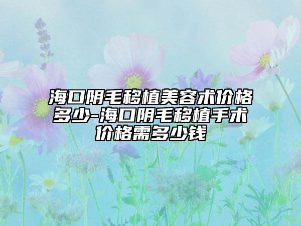 海口阴毛移植美容术价格多少-海口阴毛移植手术价格需多少钱
