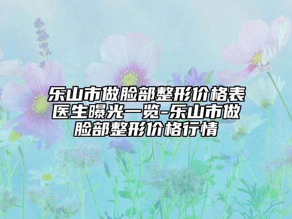 乐山市做脸部整形价格表医生曝光一览-乐山市做脸部整形价格行情