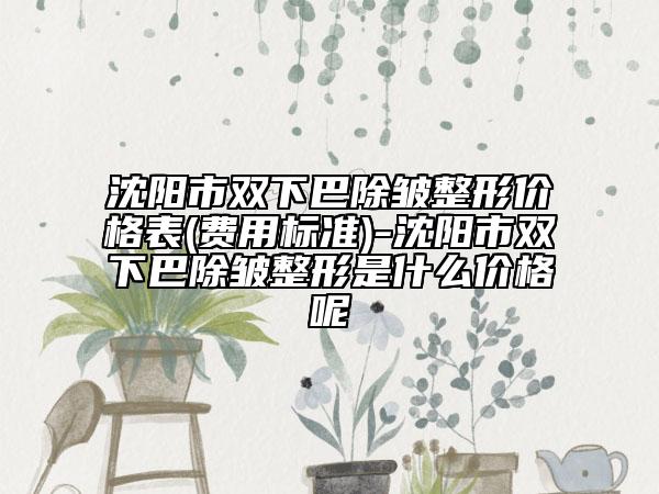 沈阳市双下巴除皱整形价格表(费用标准)-沈阳市双下巴除皱整形是什么价格呢