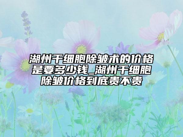 湖州干细胞除皱术的价格是要多少钱_湖州干细胞除皱价格到底贵不贵