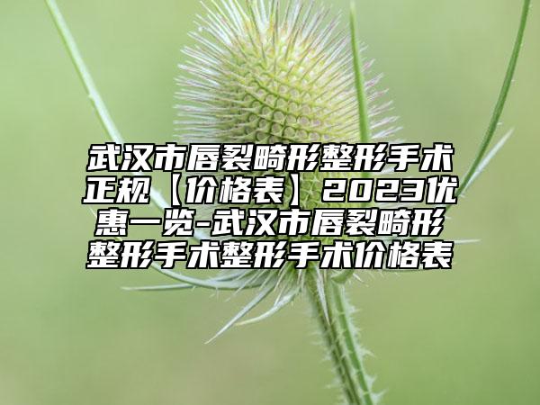 武汉市唇裂畸形整形手术正规【价格表】2023优惠一览-武汉市唇裂畸形整形手术整形手术价格表