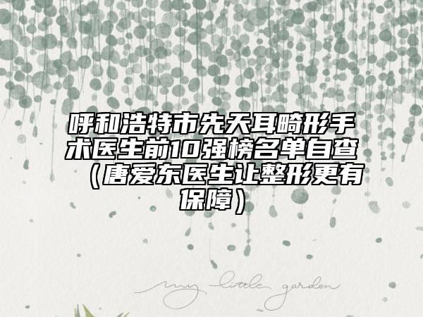 呼和浩特市先天耳畸形手术医生前10强榜名单自查（唐爱东医生让整形更有保障）
