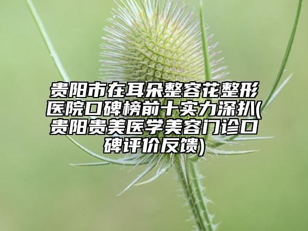 贵阳市在耳朵整容花整形医院口碑榜前十实力深扒(贵阳贵美医学美容门诊口碑评价反馈)