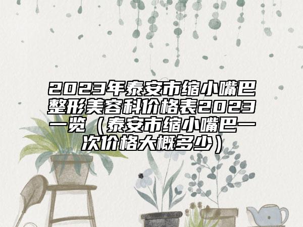2023年泰安市缩小嘴巴整形美容科价格表2023一览（泰安市缩小嘴巴一次价格大概多少）