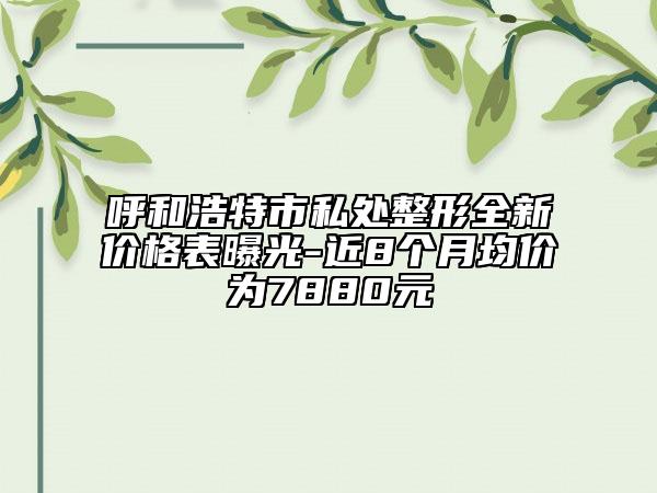 呼和浩特市私处整形全新价格表曝光-近8个月均价为7880元