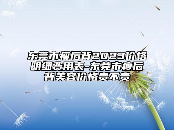 东莞市瘦后背2023价格明细费用表-东莞市瘦后背美容价格贵不贵