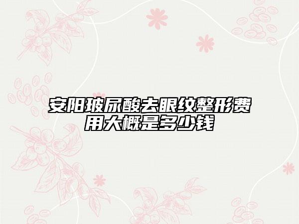 安阳玻尿酸去眼纹整形费用大概是多少钱