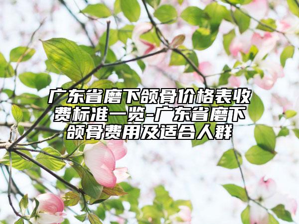 广东省磨下颌骨价格表收费标准一览-广东省磨下颌骨费用及适合人群