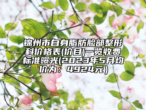 锦州市自身脂肪脸部整形科价格表(价目)一览收费标准曝光(2023年5月均价为：4924元）