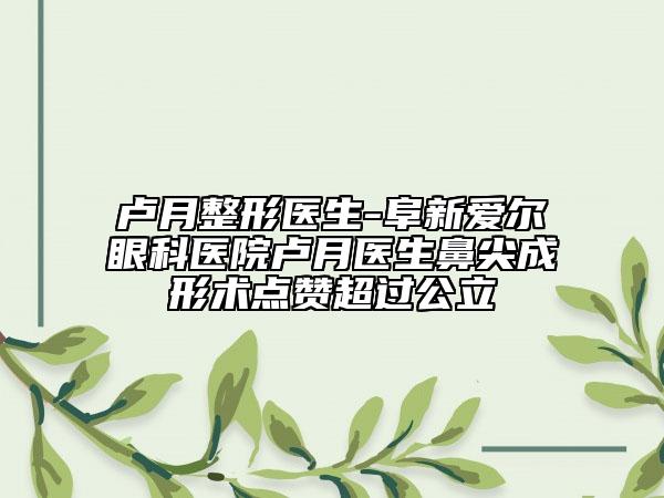 卢月整形医生-阜新爱尔眼科医院卢月医生鼻尖成形术点赞超过公立