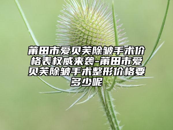 莆田市爱贝芙除皱手术价格表权威来袭-莆田市爱贝芙除皱手术整形价格要多少呢