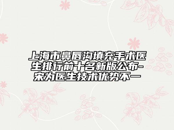 上海市鼻唇沟填充手术医生排行前十名新版公布-宋为医生技术优势不一