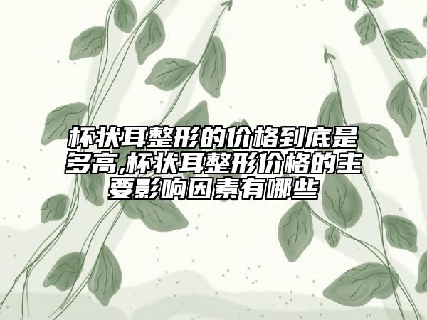 杯状耳整形的价格到底是多高,杯状耳整形价格的主要影响因素有哪些