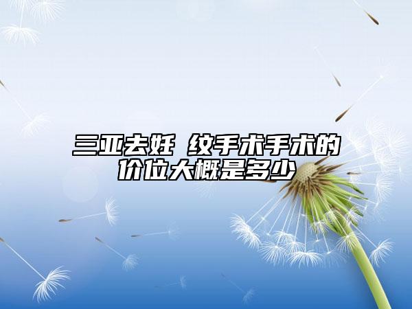 三亚去妊姃纹手术手术的价位大概是多少