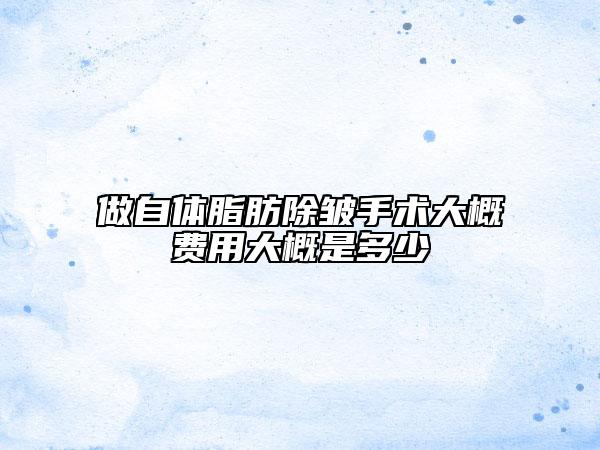 做自体脂肪除皱手术大概费用大概是多少