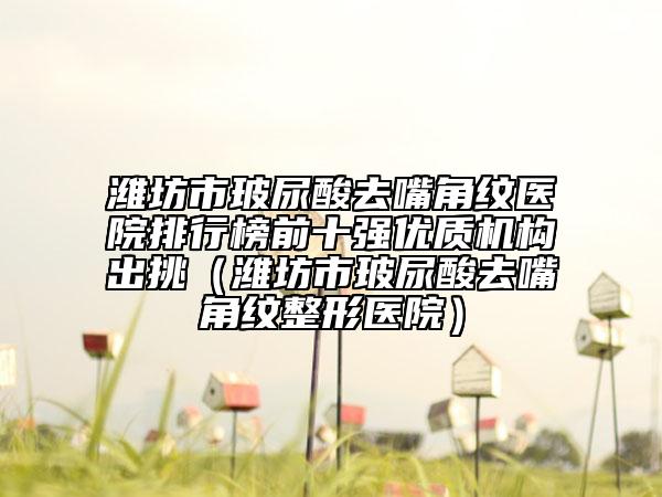 潍坊市玻尿酸去嘴角纹医院排行榜前十强优质机构出挑（潍坊市玻尿酸去嘴角纹整形医院）