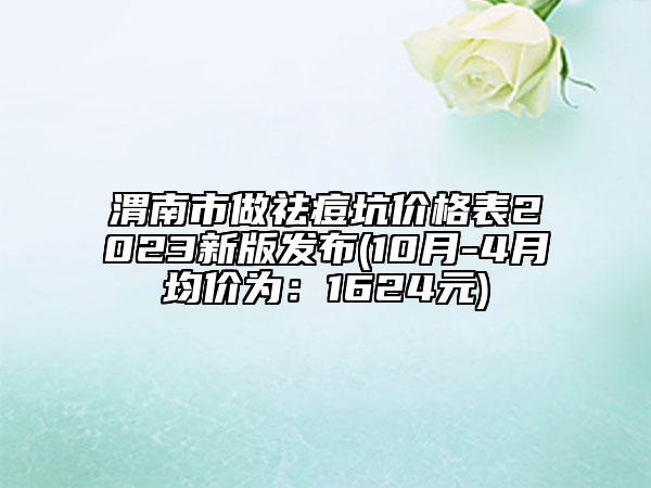 渭南市做祛痘坑价格表2023新版发布(10月-4月均价为：1624元)