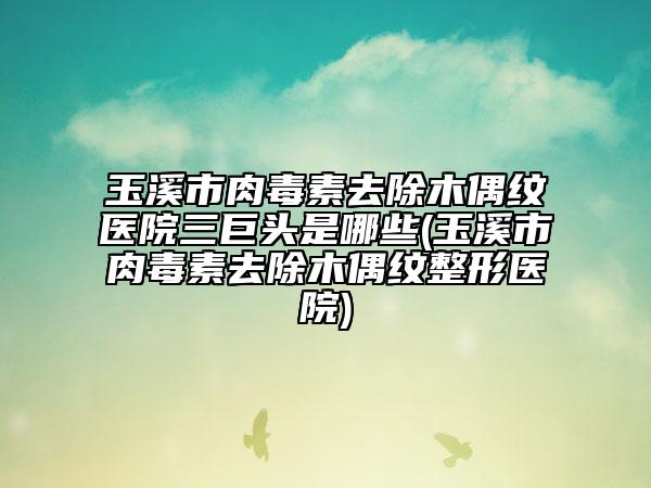 玉溪市肉毒素去除木偶纹医院三巨头是哪些(玉溪市肉毒素去除木偶纹整形医院)