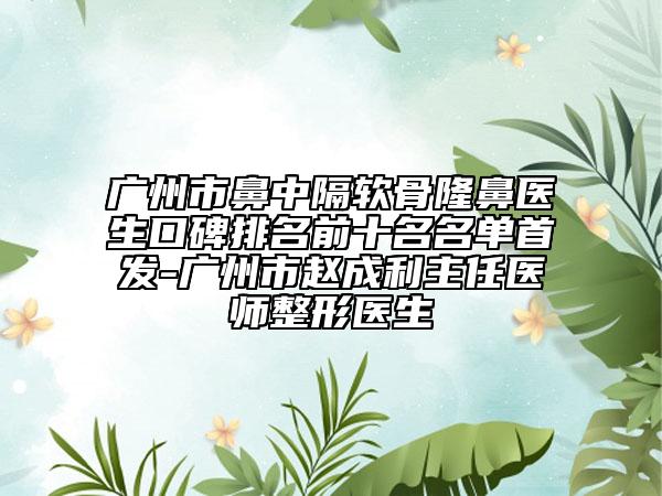 广州市鼻中隔软骨隆鼻医生口碑排名前十名名单首发-广州市赵成利主任医师整形医生