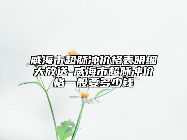 威海市超脉冲价格表明细大放送-威海市超脉冲价格一般要多少钱