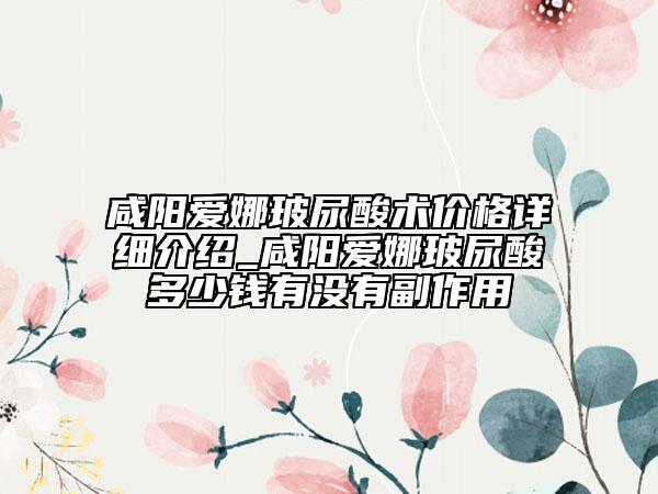 咸阳爱娜玻尿酸术价格详细介绍_咸阳爱娜玻尿酸多少钱有没有副作用