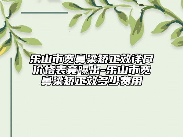 乐山市宽鼻梁矫正效详尽价格表竟曝出-乐山市宽鼻梁矫正效多少费用