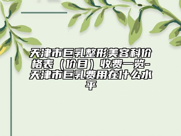 天津市巨乳整形美容科价格表（价目）收费一览-天津市巨乳费用在什么水平