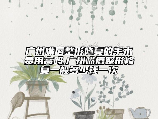 广州嘴唇整形修复的手术费用高吗,广州嘴唇整形修复一般多少钱一次