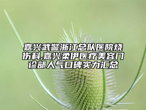 嘉兴武警浙江总队医院烧伤科,嘉兴柔伊医疗美容门诊部人气口碑实力汇总