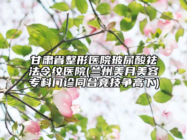 甘肃省整形医院玻尿酸祛法令纹医院(兰州美月美容专科门诊同台竞技争高下)