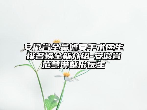 安徽省全鼻修复手术医生排名榜全新介绍-安徽省范慧琳整形医生
