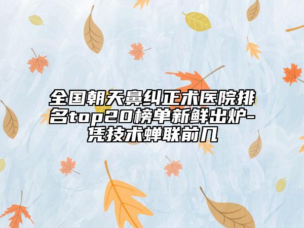 全国朝天鼻纠正术医院排名top20榜单新鲜出炉-凭技术蝉联前几