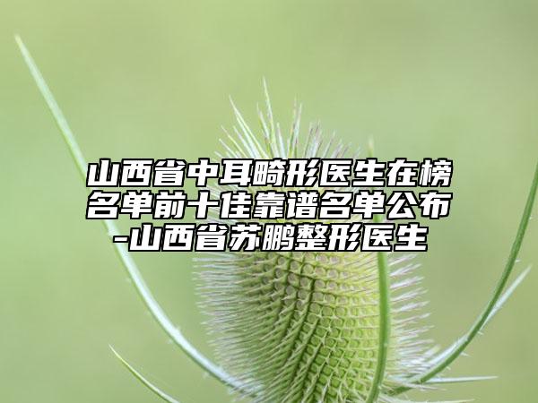 山西省中耳畸形医生在榜名单前十佳靠谱名单公布-山西省苏鹏整形医生