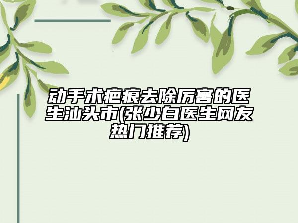 动手术疤痕去除厉害的医生汕头市(张少白医生网友热门推荐)