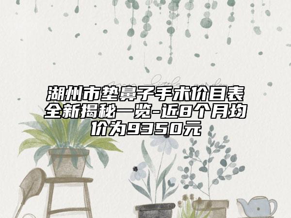 湖州市垫鼻子手术价目表全新揭秘一览-近8个月均价为9350元