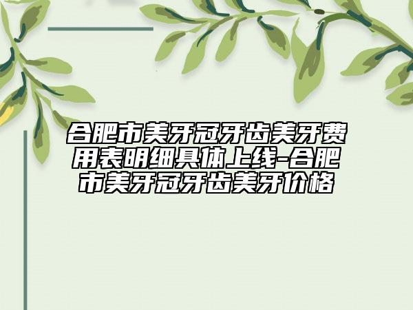 合肥市美牙冠牙齿美牙费用表明细具体上线-合肥市美牙冠牙齿美牙价格