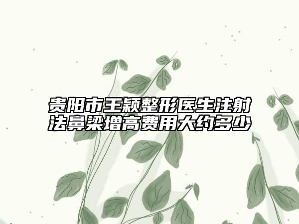 贵阳市王颖整形医生注射法鼻梁增高费用大约多少