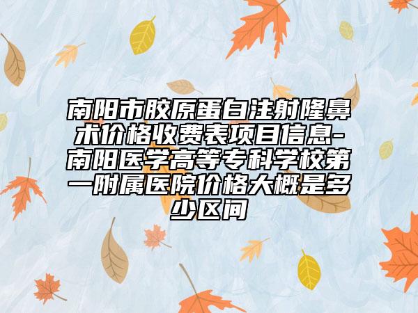 南阳市胶原蛋白注射隆鼻术价格收费表项目信息-南阳医学高等专科学校第一附属医院价格大概是多少区间