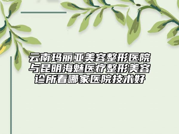 云南玛丽亚美容整形医院与昆明海魅医疗整形美容诊所看哪家医院技术好