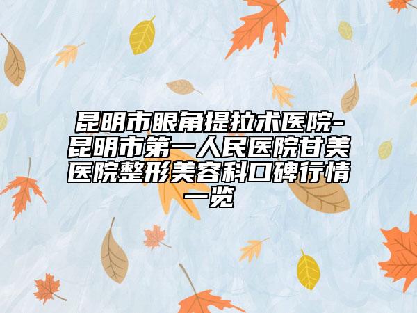 昆明市眼角提拉术医院-昆明市第一人民医院甘美医院整形美容科口碑行情一览